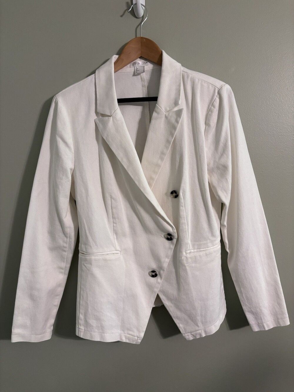 Venus Double Breasted Ivory Blazer Womens Sz 12 Professional Work Office Chic